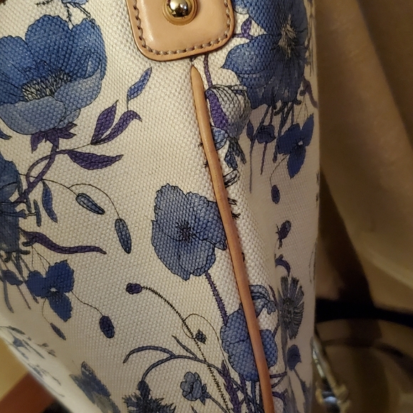 Gucci Horsebit Flora Wave Blue Canvas Hobo Bag - Picture 4 of 9